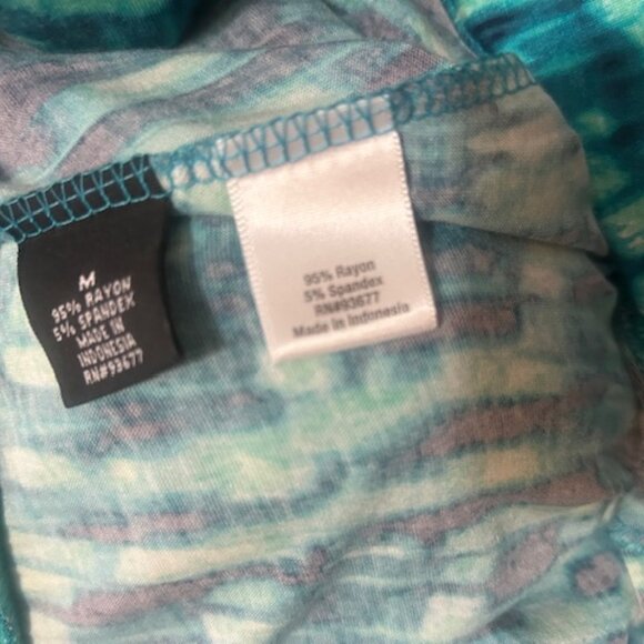 a.n.a. Blue/Green abstract pattern high waist maxi skirt, size M - Picture 5 of 5